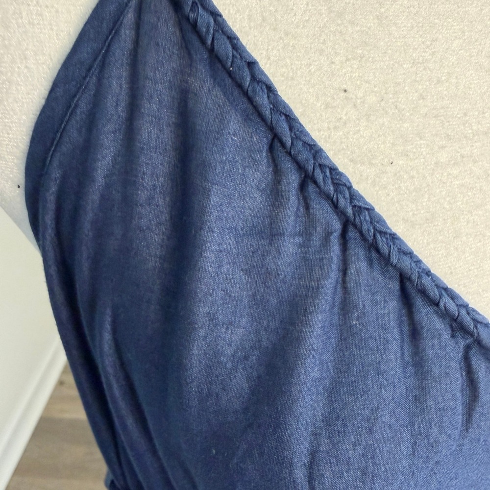 Gap Ombre Cotton Halter Maxi Dress Womens Medium Blue White Boho Coastal Summer - Picture 10 of 11